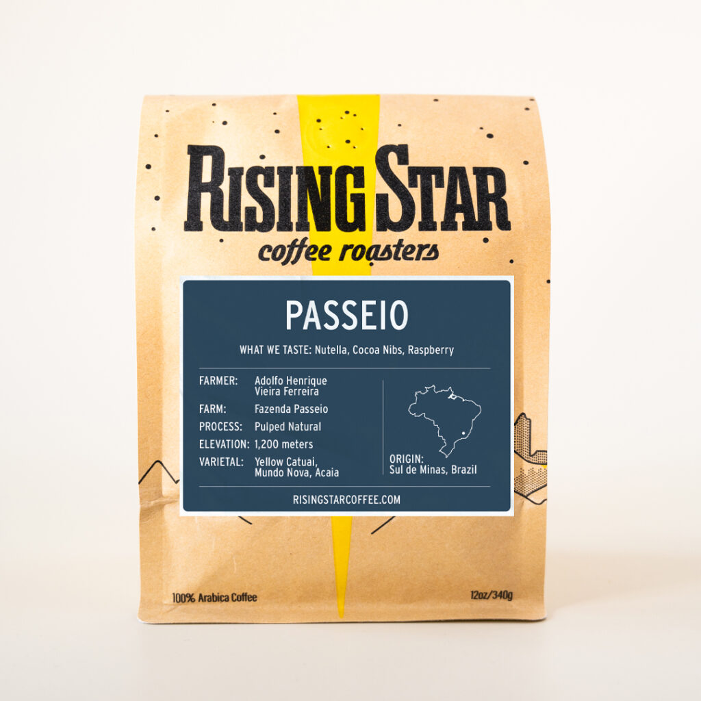 A bag of Rising Star Coffee's Passeio Single Origin.