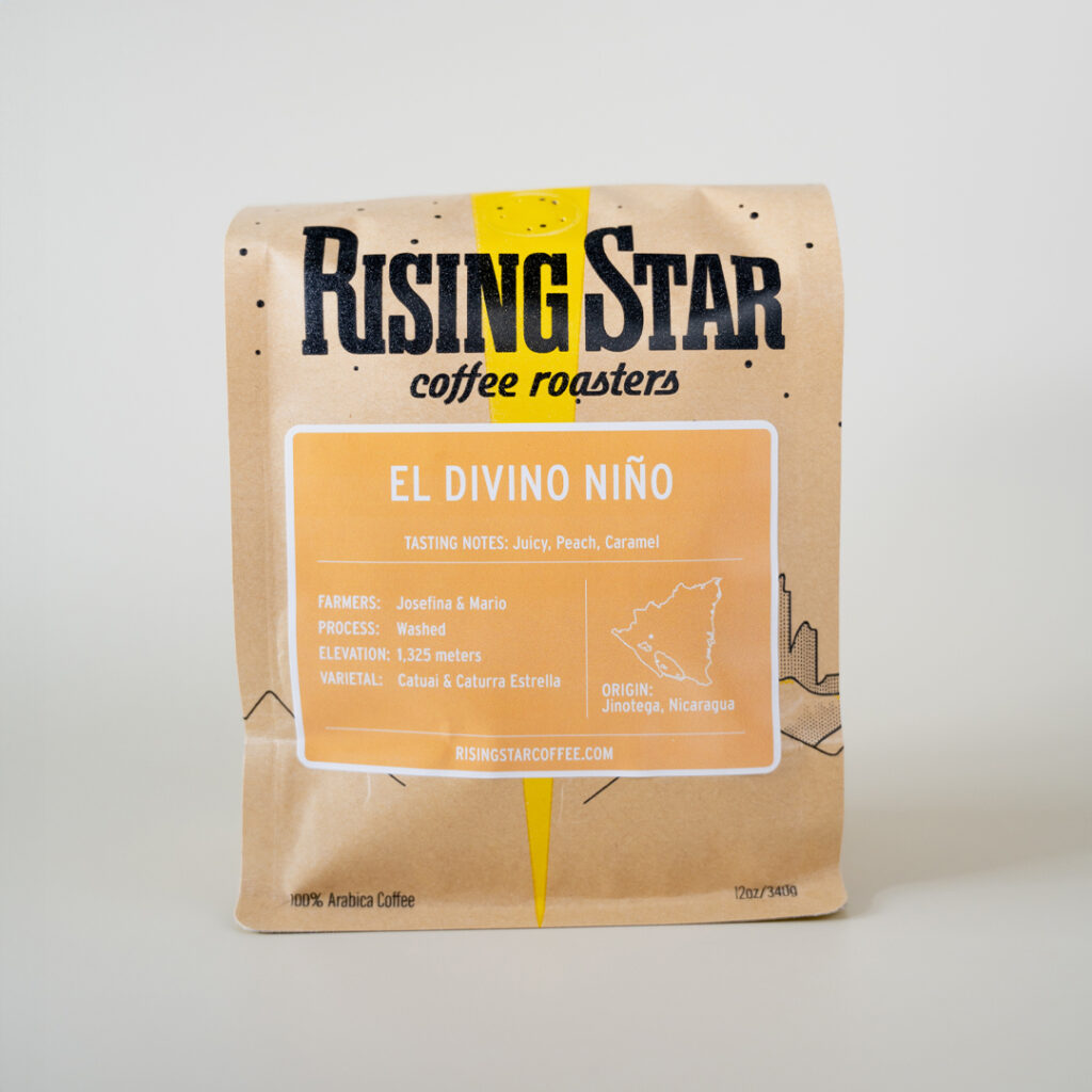 A bag of Rising Star Coffee called El Divino Niño.